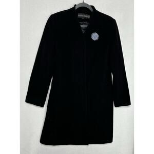 Kristen Blake Italian Wool Cashmere Car Coat Women Sz 8 Black Long Button